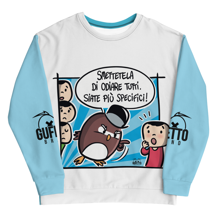 Felpa unisex Uomo/Donna ODIO TUTTI! - Gufetto Brand 