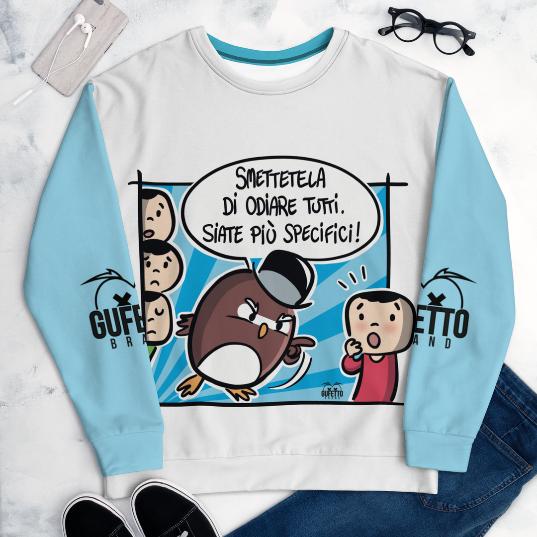 Felpa unisex Uomo/Donna ODIO TUTTI! - Gufetto Brand 