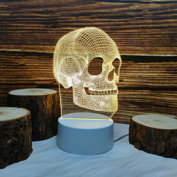 3D Skull-Shaped LED Table Lamp, USB Powered, Creative Desk Decor with Astronaut and Tulips, Ideal for Bedroom Ambiance, Unique Birthday or Holiday Gift, Bedroom Ambiance Light|Playful Design|Abs Material Lamp, Desk Lamp