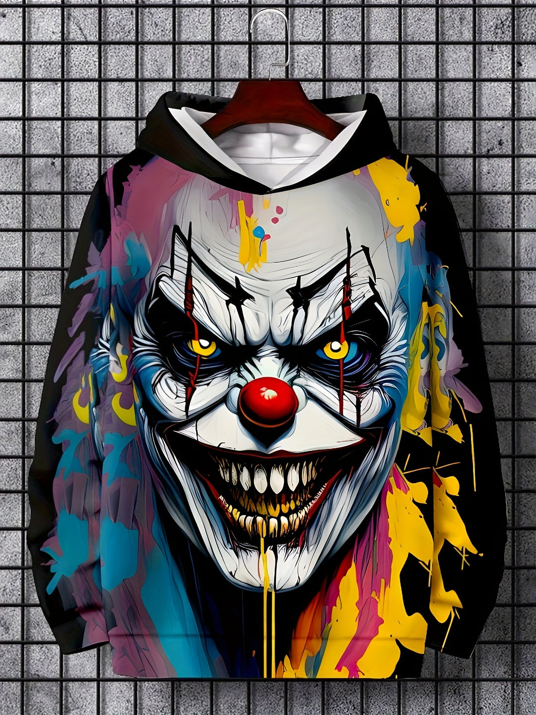 Men's Joker Graphic Print Hoodie, Casual Long Sleeve Hooded Sweatshirt For Outdoor