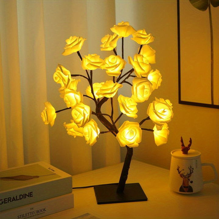 Shenzhi Tech Rose Tree Lamp, USB Powered LED Light Flower Night Light For Home Living Room Halloween Christmas Desk Decor