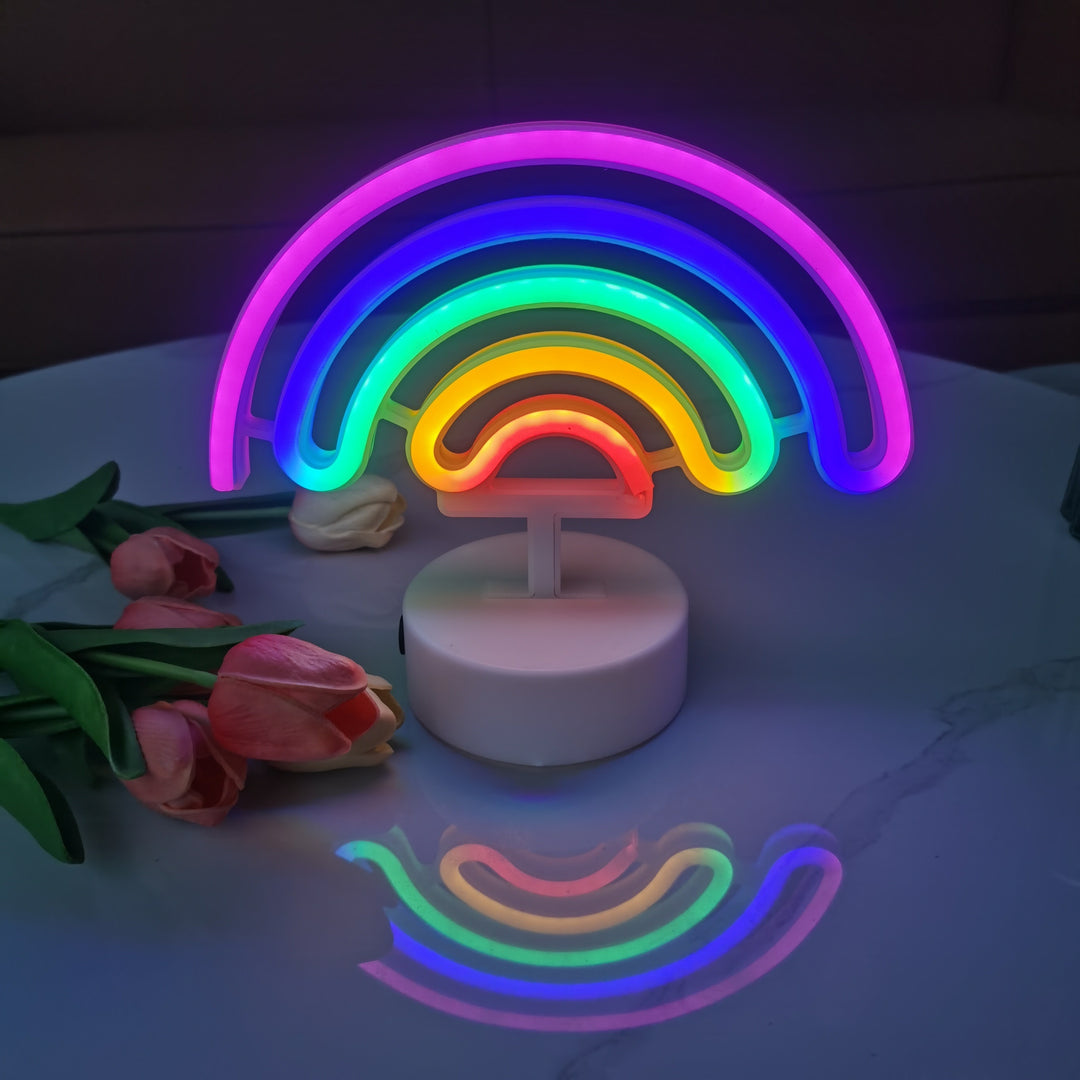 Contemporary USB Powered Rainbow Neon Light, Plastic Decorative Lamp for Bedroom, Home Desk Decor, Wedding, Birthday, Party, Holiday, Pride Month, Universal Spring Summer Celebrations, Gift - No Batteries Included