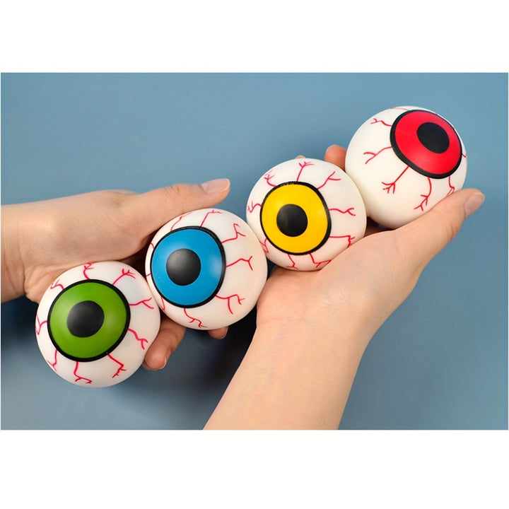 4-Pack Eye Stress Balls for Kids and Adults, Plastic Squishy Squeeze Toys for, Novelty Horror Eyeball Fidget Balls for Ages 3-6