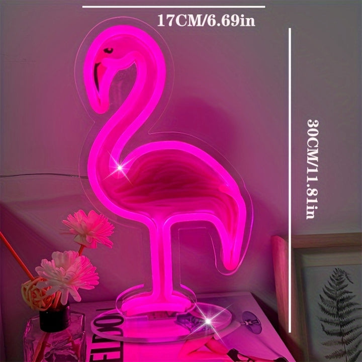 Vibrant Pink Flamingo LED Decorative Lamp - Perfect for Bars, Bedrooms, Beach Parties, and More! USB Powered, Button Control, and No Batteries Included. Suitable for Home, Kitchen, and Party Settings.