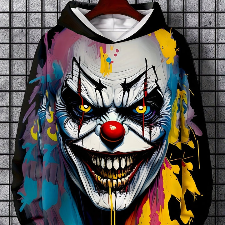 Men's Joker Graphic Print Hoodie, Casual Long Sleeve Hooded Sweatshirt For Outdoor