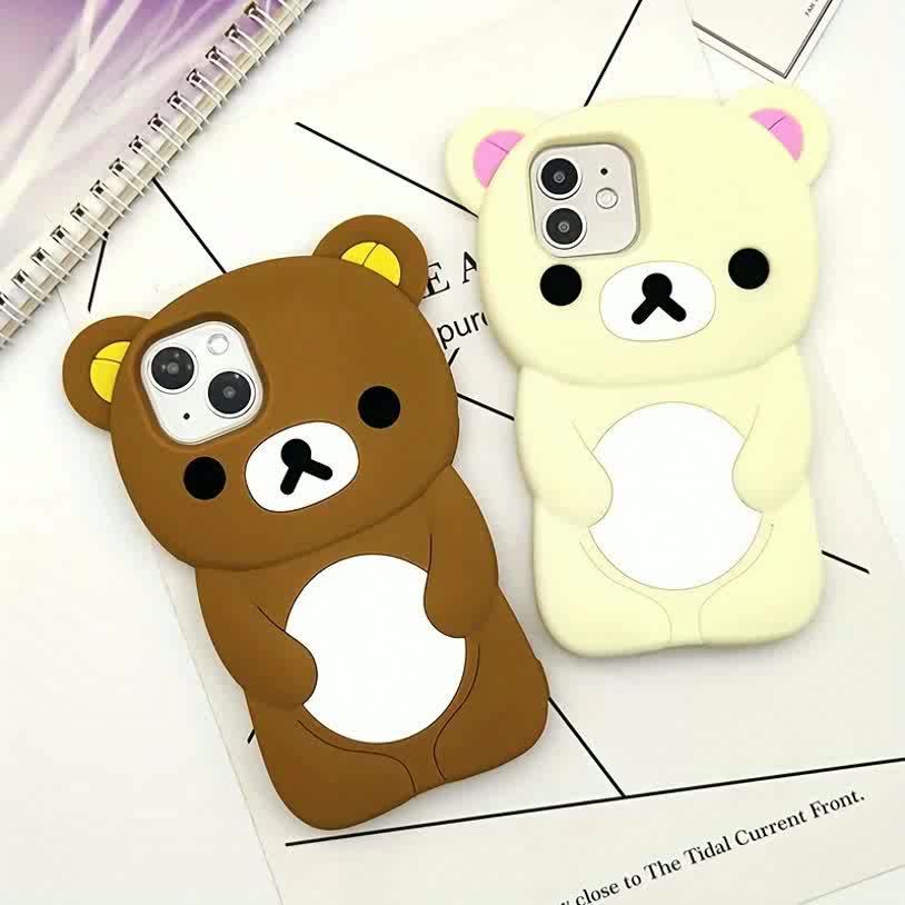 1pc Latest 3D Cartoon Cute Bear Mobile Phone Case for Girls and Boys Holiday Gift High Quality Silicone Skin Feel Soft Case Full Protection Anti-Fall Suitable for Apple Mobile Phones 12/13/14/15