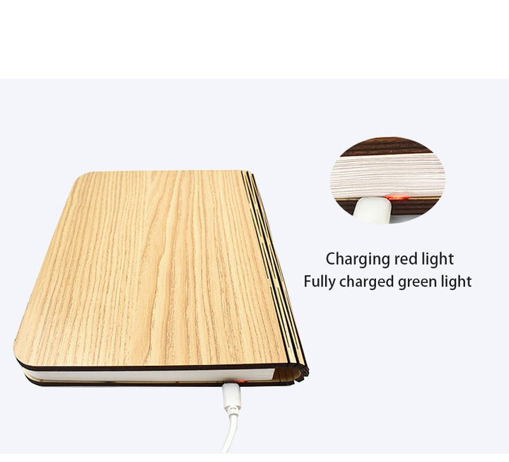 Foldable Wooden LED Desk Lamp, USB Rechargeable with Nickel Battery, Polished Metal Finish, Switch Control, Compatible with Google Assistant for Bedroom, Office, Bookshelf Decor Gift