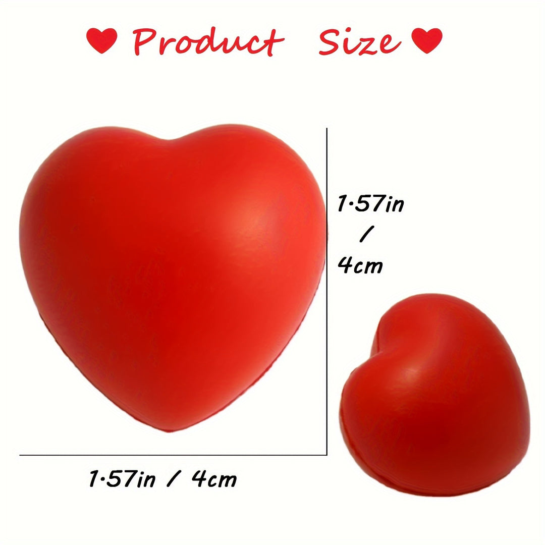 10pcs Red Heart-Shaped Stress Balls, Squishy Foam Relaxation Balls for Valentine's Day, Classroom Prizes, School Carnival Rewards, Party Favors, Small Gifts, Valentine's Day Gifts