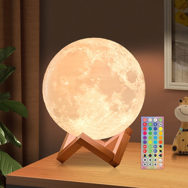 Enchanting Moon Lamp with 128 Color Settings - Touch & Remote Control, Adjustable Brightness, USB Rechargeable Desk Light - Ideal for Bedroom Ambiance, Unique Gift for Mom, Weddings, Birthdays, Christmas, Halloween, Lamp for