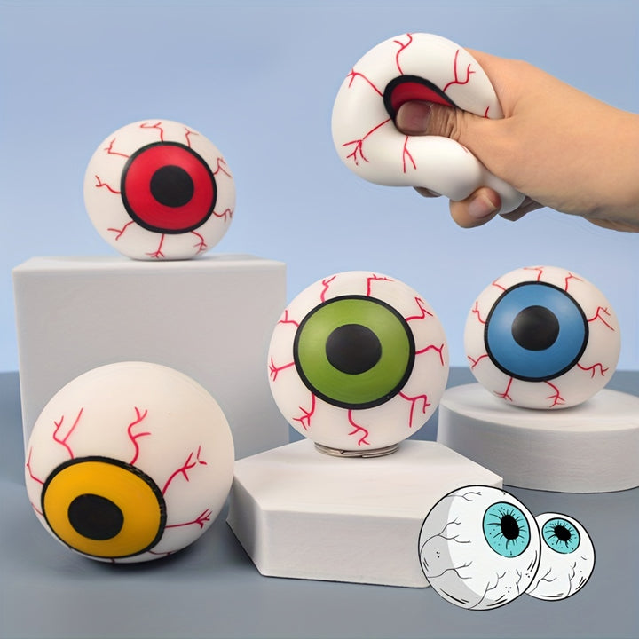 4-Pack Eye Stress Balls for Kids and Adults, Plastic Squishy Squeeze Toys for, Novelty Horror Eyeball Fidget Balls for Ages 3-6