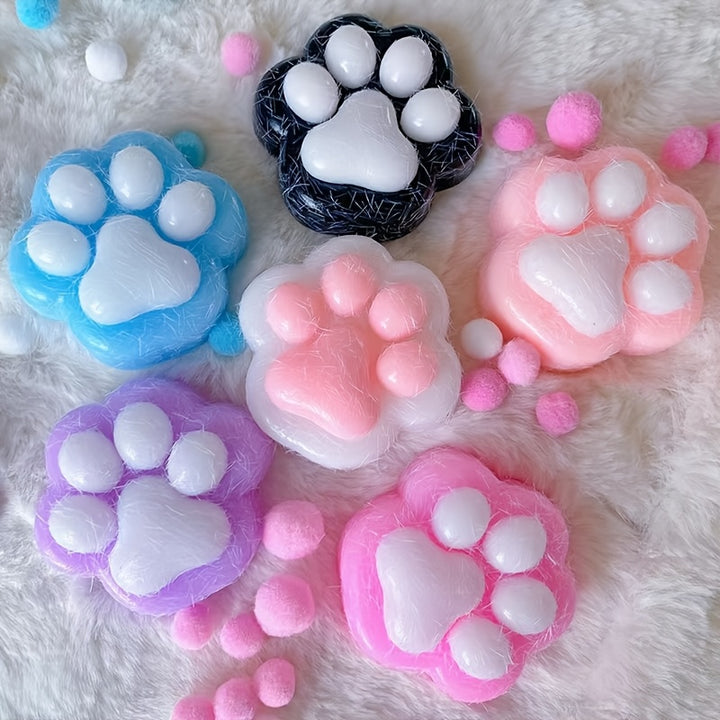 2pcs Cat Paw Pinch Squeeze Toy, Big Furry Cat Paw Squishy Toys, Cute Soft Squeeze Toys As Christmas And Thanksgiving Day Gift