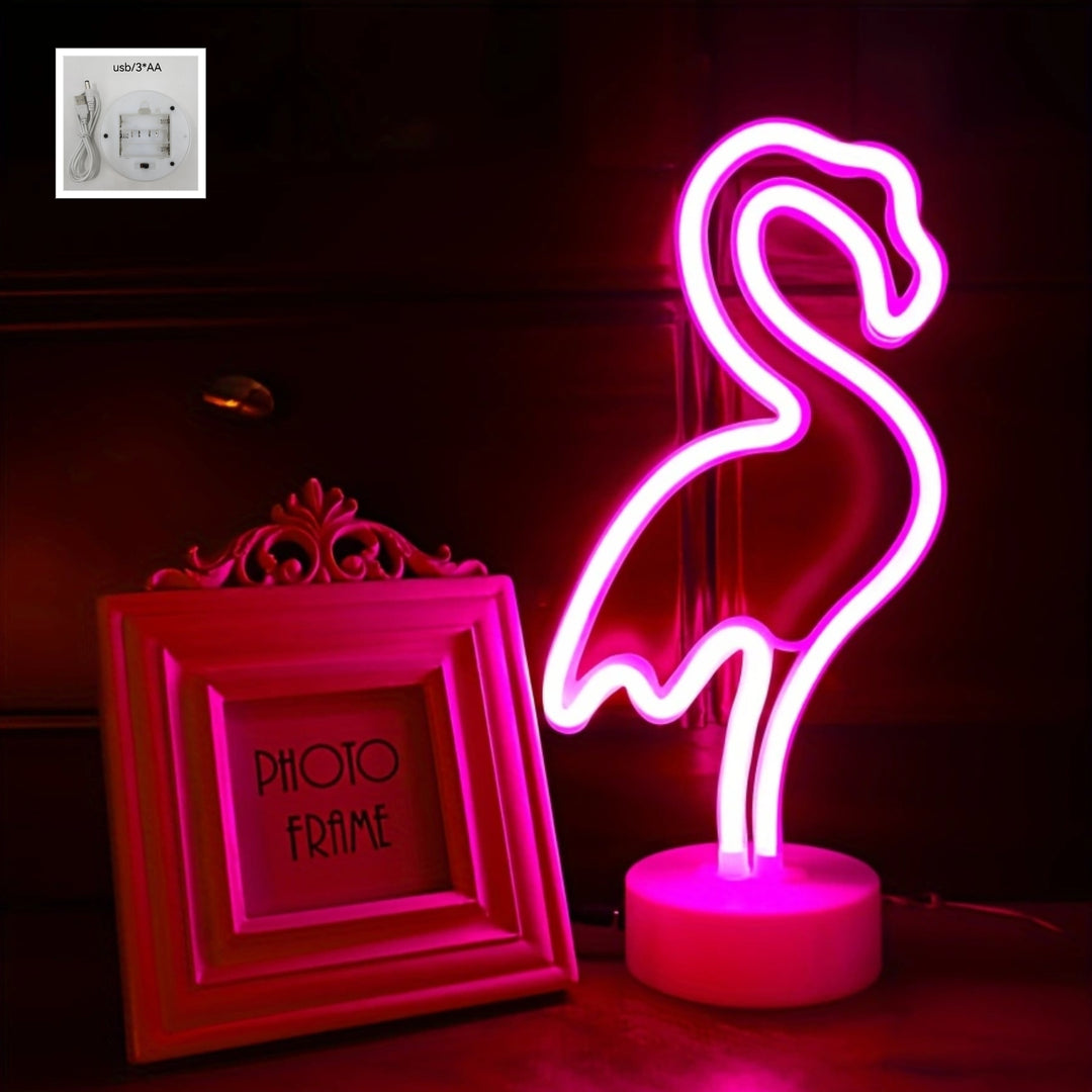 Flamingo LED Neon Light - USB or Battery Powered, Modern Decorative Night Light with Base for Home & Party Decor, Perfect Gift Idea (Batteries Not Included)