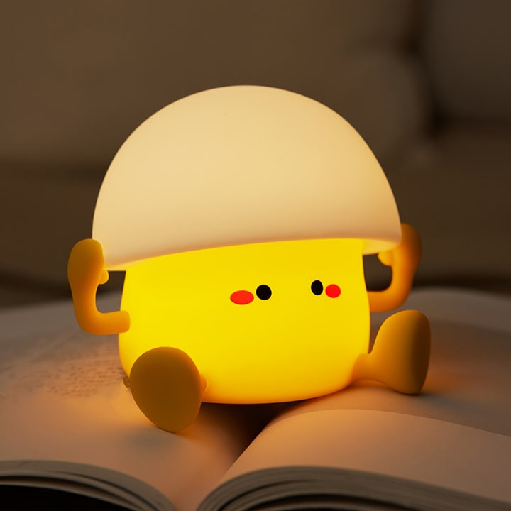 1 cute Egg Yolk silicone night light Smart pat light USB rechargeable with data cable, room desktop decoration atmosphere light with three levels of brightness, 30 minutes of sleep companion, timed automatic light off, classm