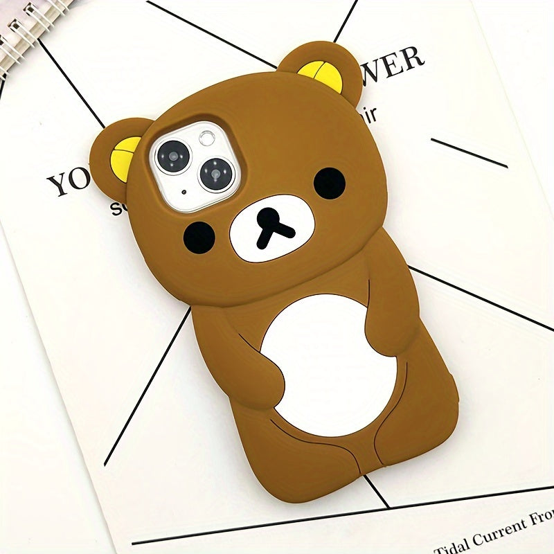 1pc Latest 3D Cartoon Cute Bear Mobile Phone Case for Girls and Boys Holiday Gift High Quality Silicone Skin Feel Soft Case Full Protection Anti-Fall Suitable for Apple Mobile Phones 12/13/14/15