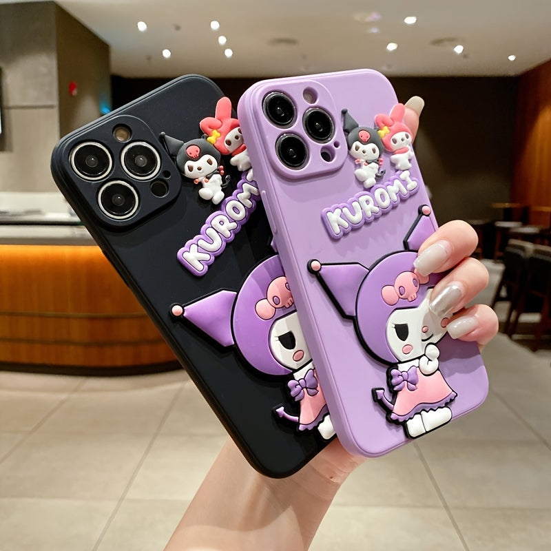 Sanrio Authorized Kuromi 3D Mobile Phone Case, Drop-Proof And Shockproof Mobile Phone Case Suitable for Apple 16/15/14/13/12/11/7/8/7Plus/8Plus/Xs Max/Xs/X/Xr, Christmas And Halloween Gifts