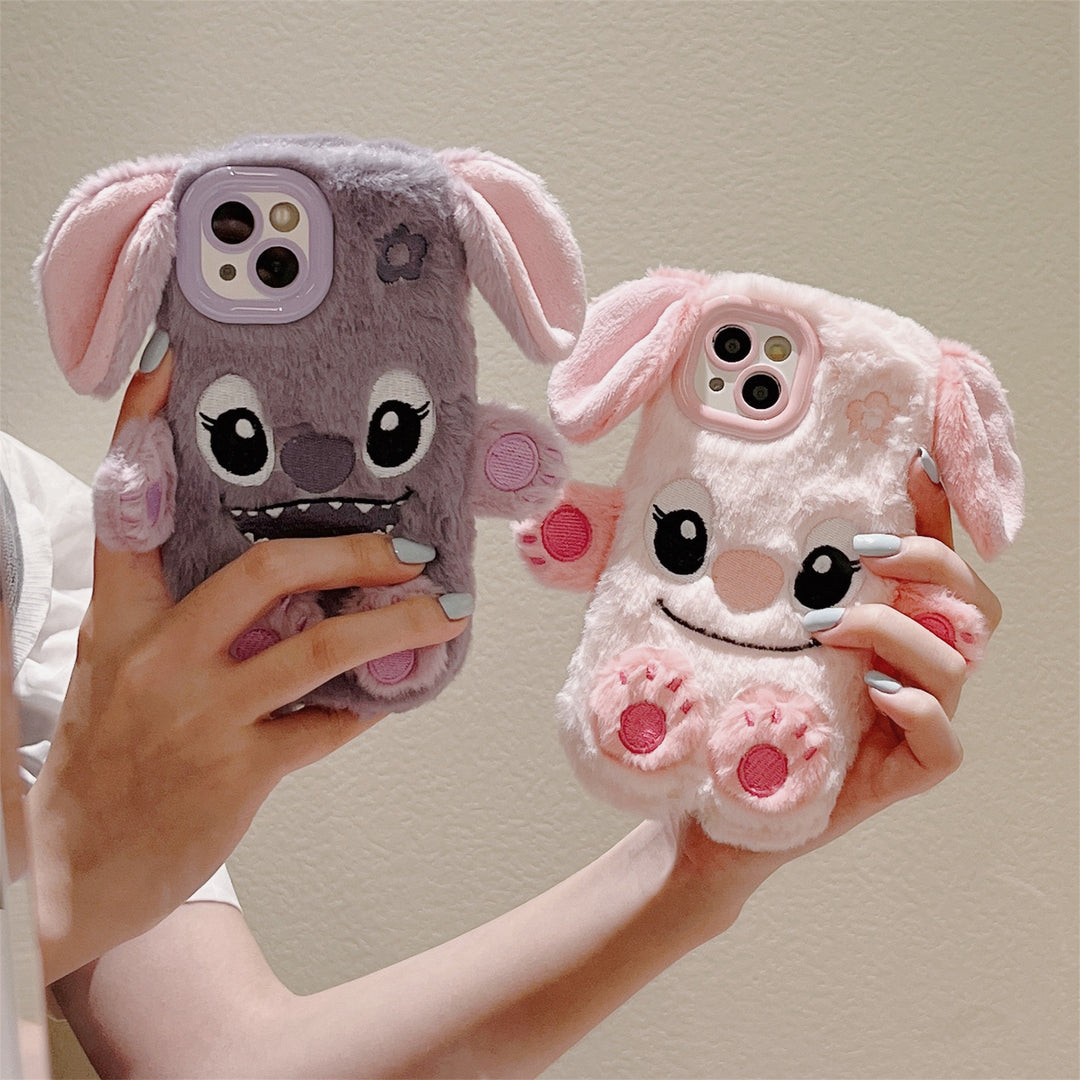 Embroidered Plush Model Cute Stitch Phone Case For IPhone15 Pro Max/15 Pro/15/15/15Plus/14 Pro Max/14 Pro/14Plus/14/13 Pro Max/13 Pro/13/12 Pro Max/12 Pro/12/11Pro Max/11 Slam-proof Phone Case