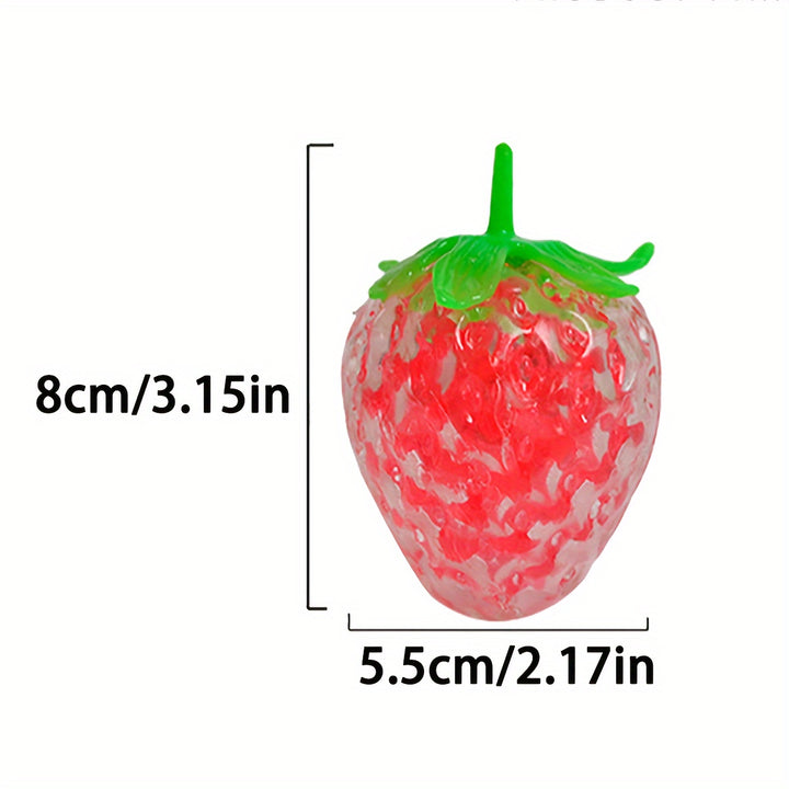 4-Pack Realistic Beaded Strawberry Toys, Pink Squeeze Fidget Hand Toy, Novelty Gift for Reduction