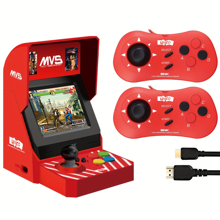 UNICO SNK MVS Mini Handheld with 2 Gamepads Arcade Video game console, Pre-installed with 45 Classic SNK NeoGeo Games: King Of Fighters/ Metal Slug/ Fatal Fury/Samurai Shodown, 3.5-inch Screen, Perfectly Reproducing Retro Arc