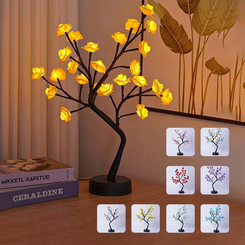 Lampada da tavolo Fiore Albero Lampade a rosa Luci notturne da scrivania fata Regali gestiti tramite USB per la decorazione natalizia di San Valentino di nozze - Gufetto Brand 