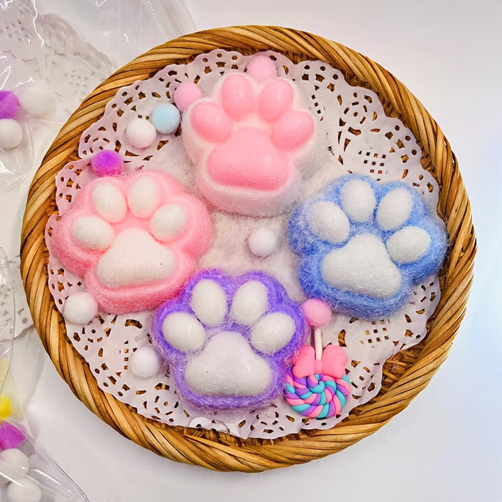 2pcs Cat Paw Pinch Squeeze Toy, Big Furry Cat Paw Squishy Toys, Cute Soft Squeeze Toys As Christmas And Thanksgiving Day Gift