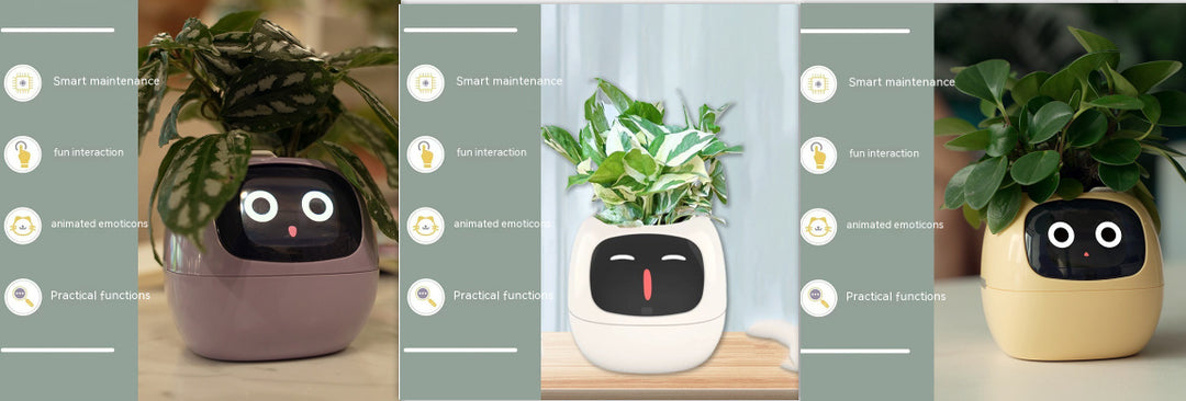 Smart Planter Divertimento senza fine Oltre 49 ricche espressioni 7 sensori intelligenti e chip AI rendono la coltivazione delle piante facile e divertente