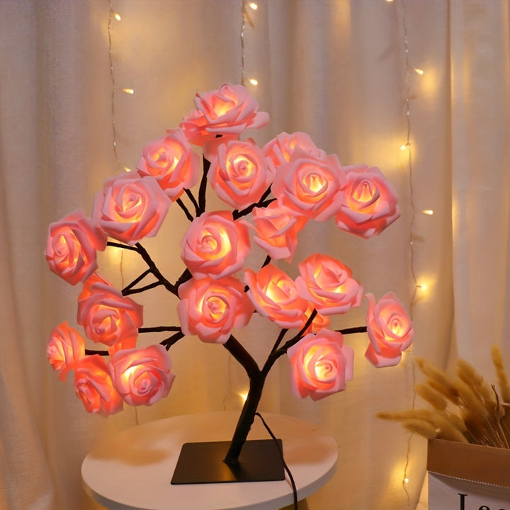 Shenzhi Tech Rose Tree Lamp, USB Powered LED Light Flower Night Light For Home Living Room Halloween Christmas Desk Decor