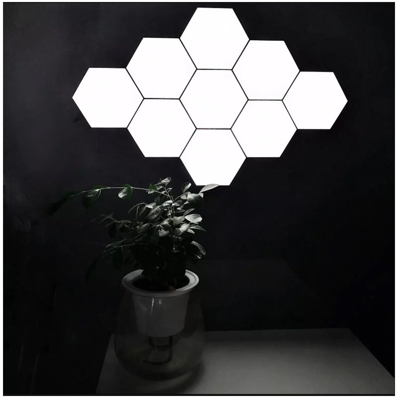 6packs Touch Control Hexagonal LED Wall Light, Neutral White Lamp With Touch Night Light, Easy To Use And Energy Efficient