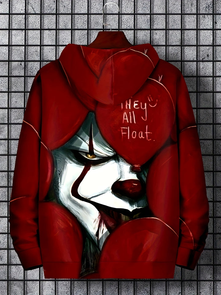 Men's Joker Graphic Print Hoodie, Casual Long Sleeve Hooded Sweatshirt For Outdoor