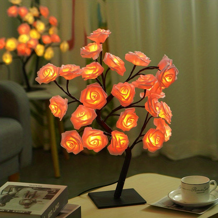 Shenzhi Tech Rose Tree Lamp, USB Powered LED Light Flower Night Light For Home Living Room Halloween Christmas Desk Decor