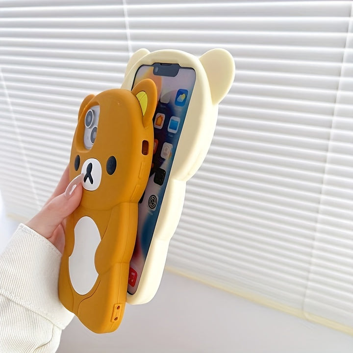 1pc Latest 3D Cartoon Cute Bear Mobile Phone Case for Girls and Boys Holiday Gift High Quality Silicone Skin Feel Soft Case Full Protection Anti-Fall Suitable for Apple Mobile Phones 12/13/14/15