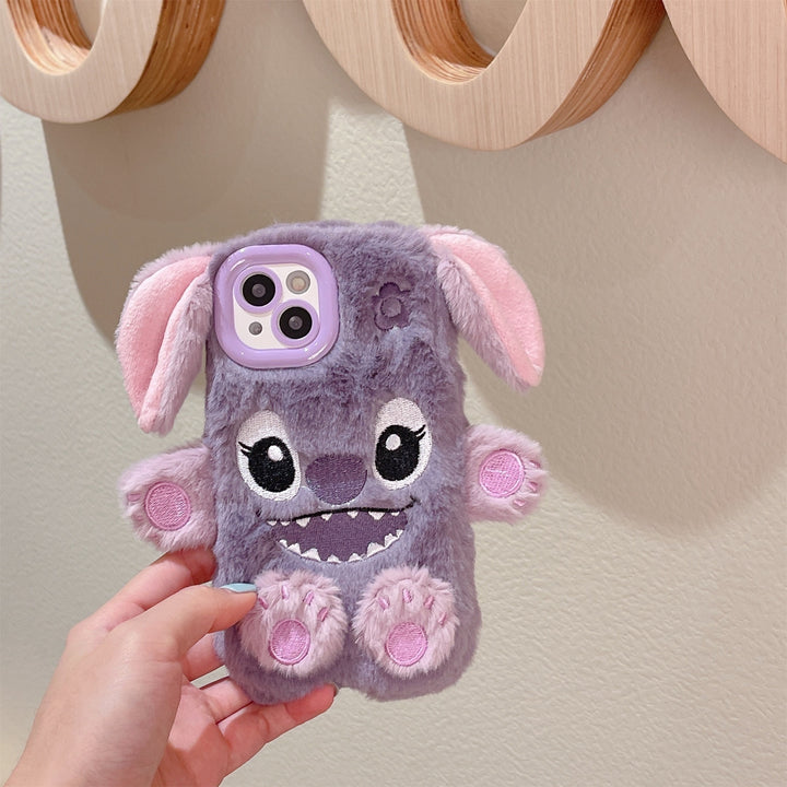 Embroidered Plush Model Cute Stitch Phone Case For IPhone15 Pro Max/15 Pro/15/15/15Plus/14 Pro Max/14 Pro/14Plus/14/13 Pro Max/13 Pro/13/12 Pro Max/12 Pro/12/11Pro Max/11 Slam-proof Phone Case