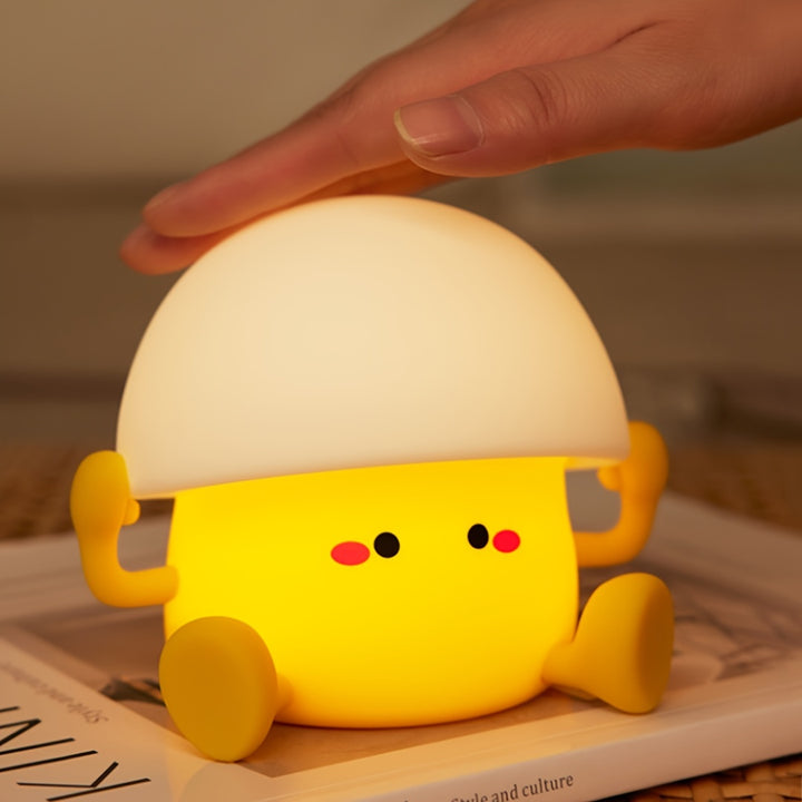 1 cute Egg Yolk silicone night light Smart pat light USB rechargeable with data cable, room desktop decoration atmosphere light with three levels of brightness, 30 minutes of sleep companion, timed automatic light off, classm