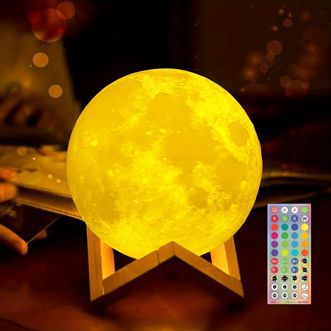 Enchanting Moon Lamp with 128 Color Settings - Touch & Remote Control, Adjustable Brightness, USB Rechargeable Desk Light - Ideal for Bedroom Ambiance, Unique Gift for Mom, Weddings, Birthdays, Christmas, Halloween, Lamp for