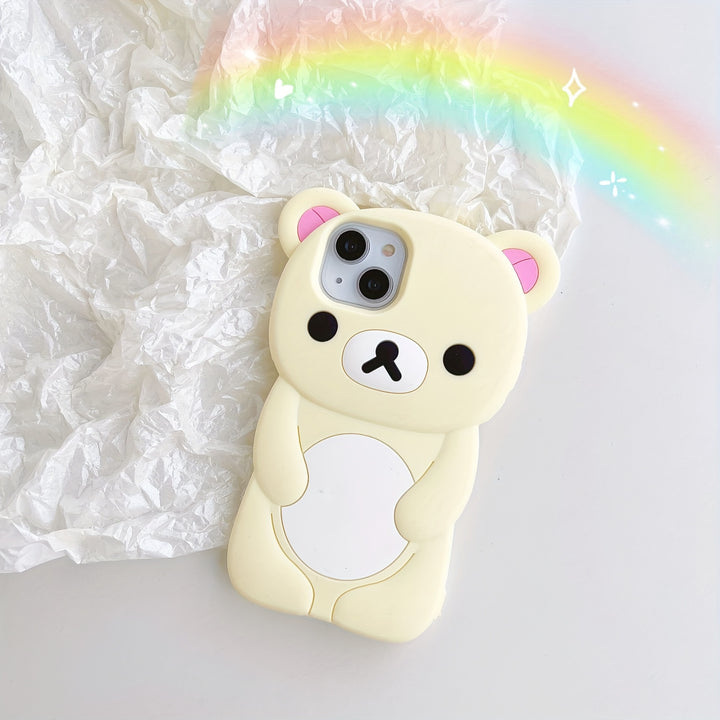 1pc Latest 3D Cartoon Cute Bear Mobile Phone Case for Girls and Boys Holiday Gift High Quality Silicone Skin Feel Soft Case Full Protection Anti-Fall Suitable for Apple Mobile Phones 12/13/14/15