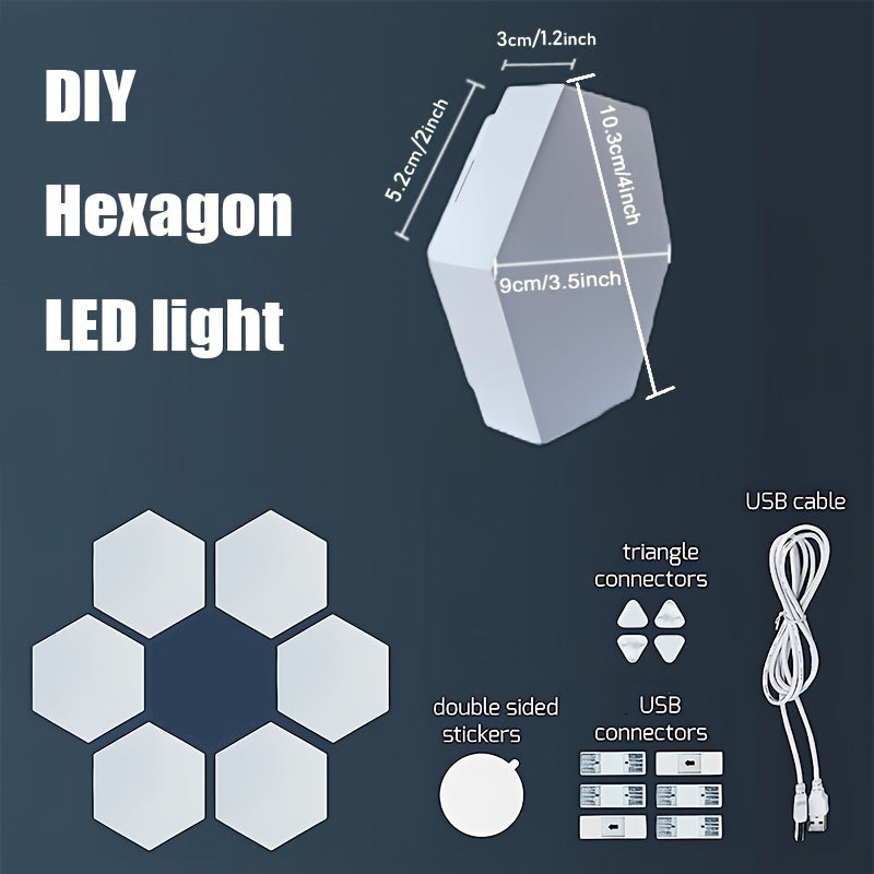 6packs Touch Control Hexagonal LED Wall Light, Neutral White Lamp With Touch Night Light, Easy To Use And Energy Efficient