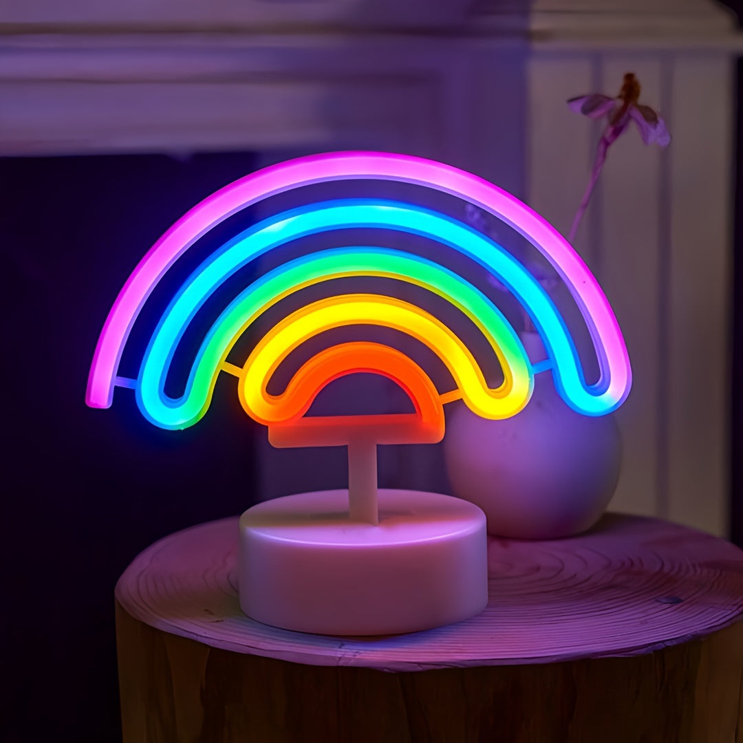 Contemporary USB Powered Rainbow Neon Light, Plastic Decorative Lamp for Bedroom, Home Desk Decor, Wedding, Birthday, Party, Holiday, Pride Month, Universal Spring Summer Celebrations, Gift - No Batteries Included