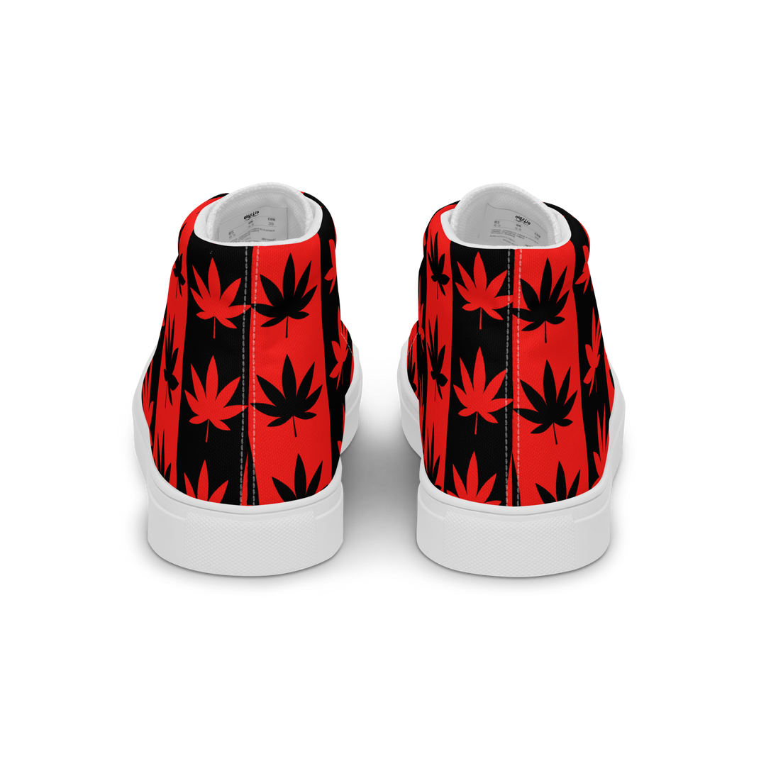 Sneakers alte in tela da uomo CANNABIS ROSSE - Gufetto Brand 