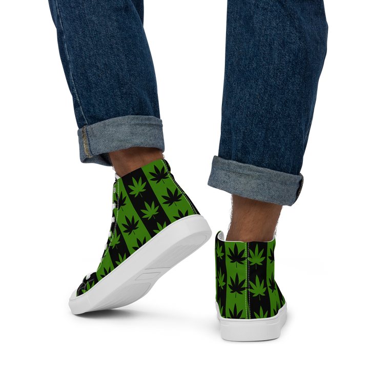 Sneakers alte in tela da uomo CANNABIS VERDI - Gufetto Brand 