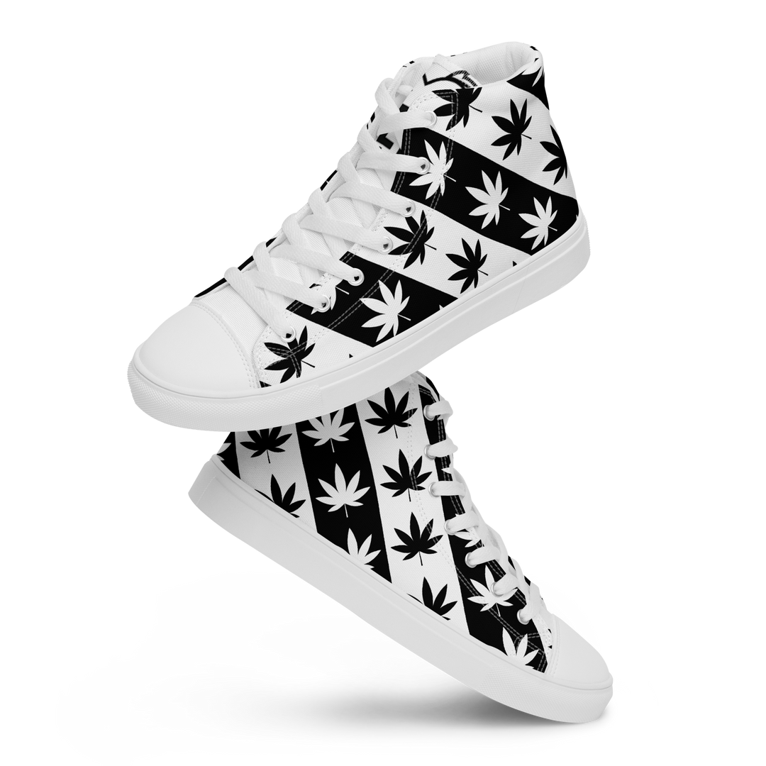 Sneakers alte in tela da uomo CANNABIS B/W - Gufetto Brand 