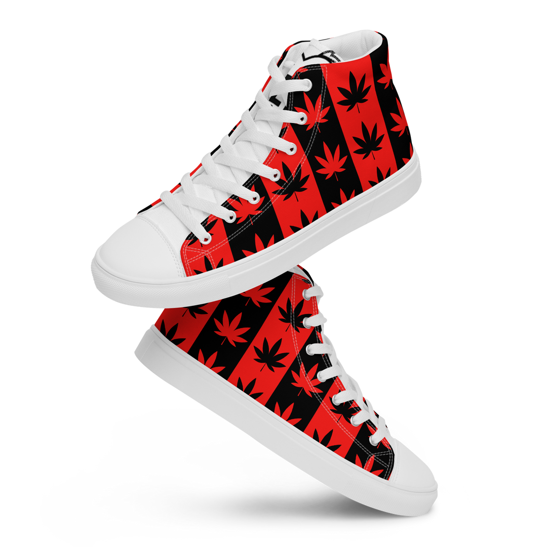 Sneakers alte in tela da uomo CANNABIS ROSSE - Gufetto Brand 