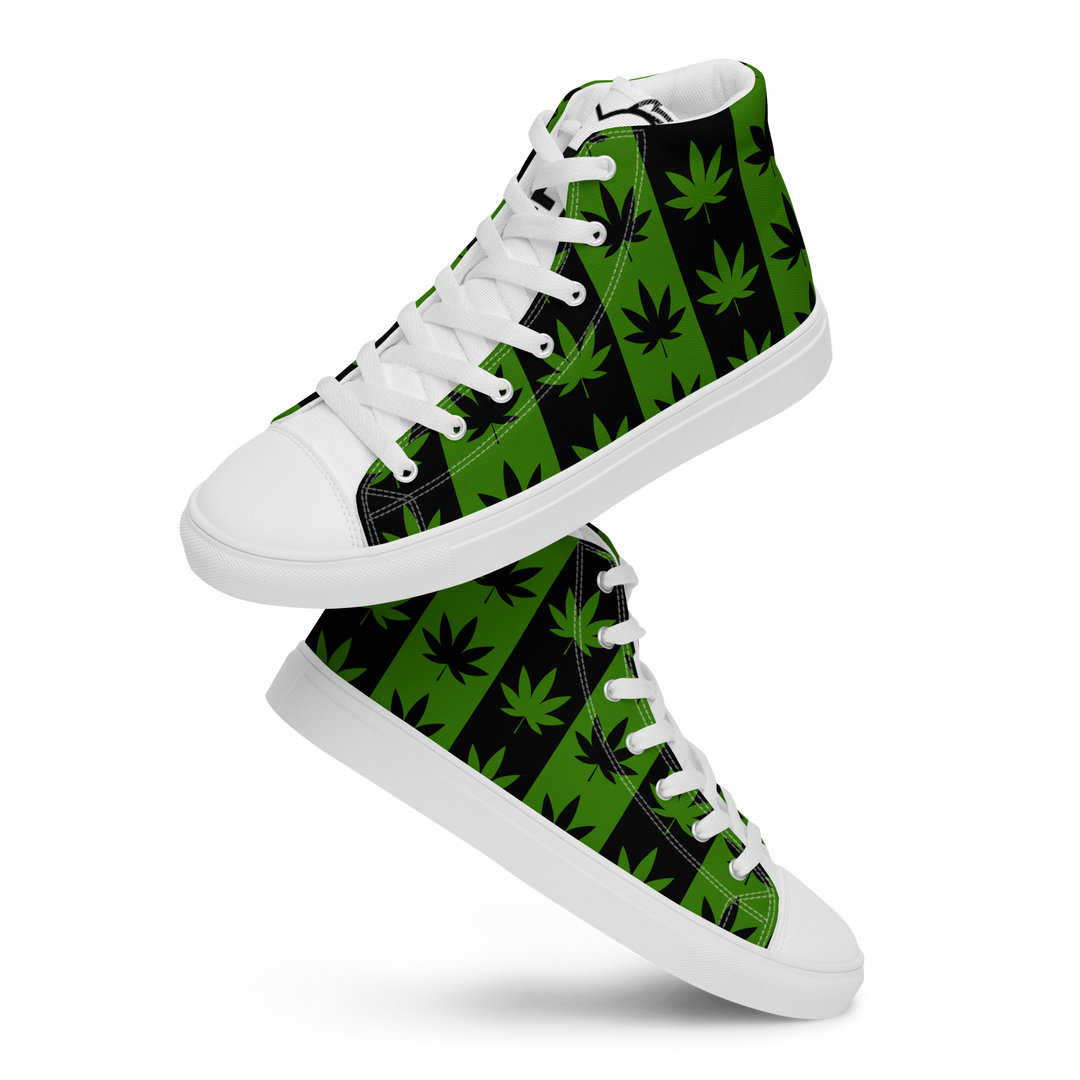 Sneakers alte in tela da uomo CANNABIS VERDI - Gufetto Brand 