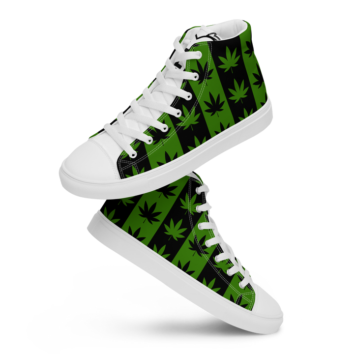 Sneakers alte in tela da uomo CANNABIS VERDI - Gufetto Brand 