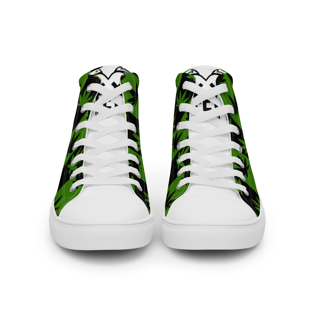 Sneakers alte in tela da uomo CANNABIS VERDI - Gufetto Brand 