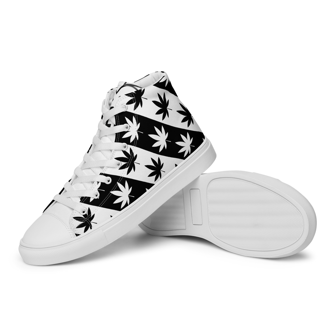 Sneakers alte in tela da uomo CANNABIS B/W - Gufetto Brand 