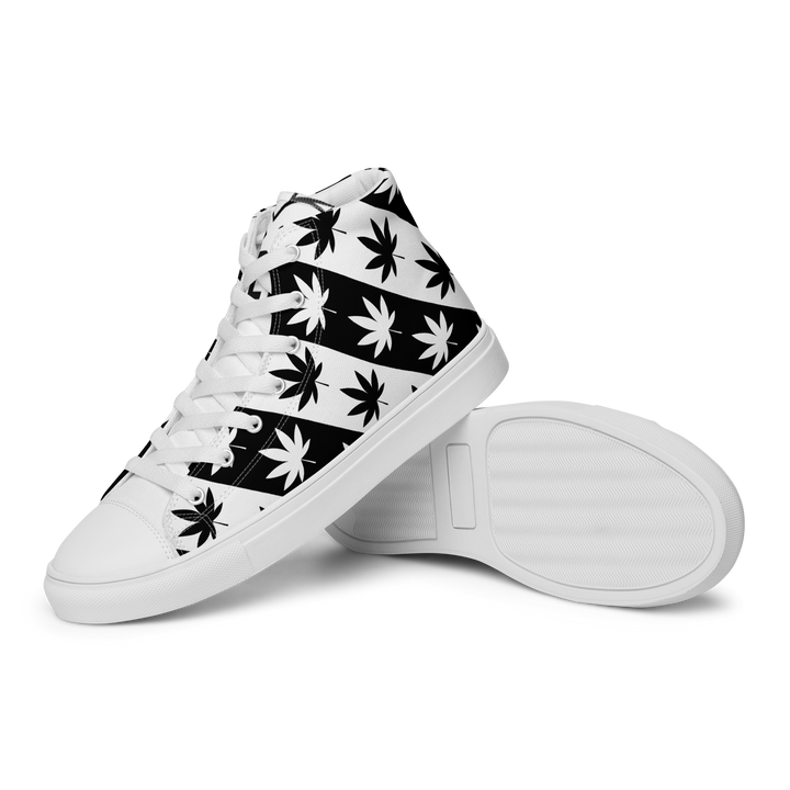 Sneakers alte in tela da uomo CANNABIS B/W - Gufetto Brand 