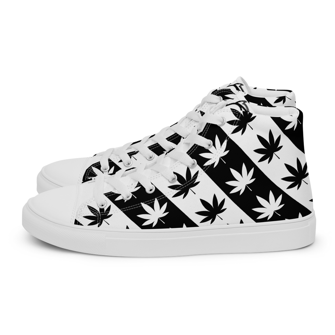 Sneakers alte in tela da uomo CANNABIS B/W - Gufetto Brand 