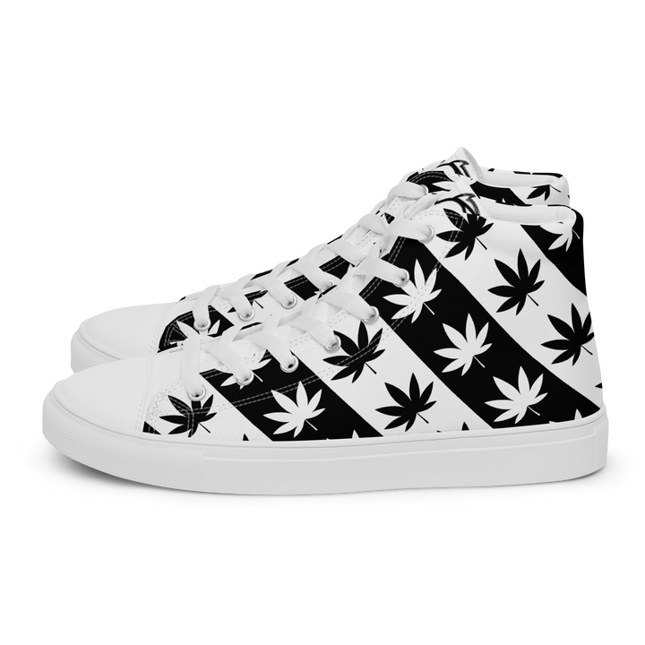 Sneakers alte in tela da uomo CANNABIS B/W - Gufetto Brand 