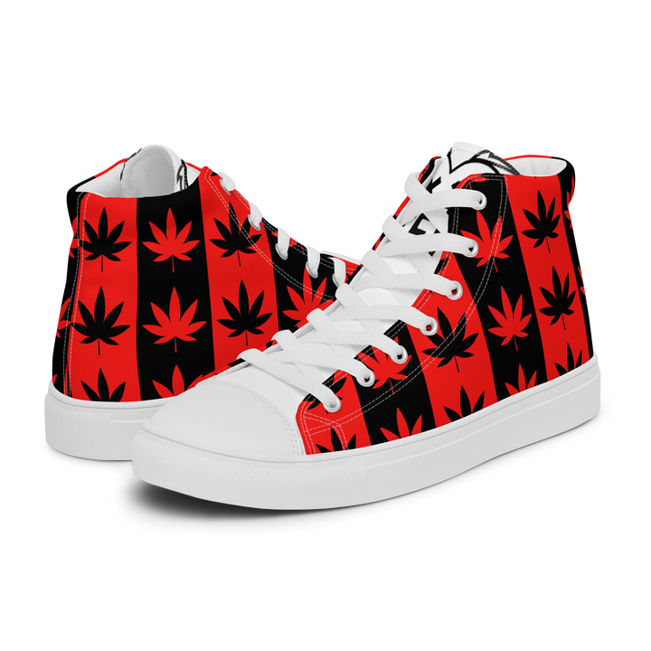 Sneakers alte in tela da uomo CANNABIS ROSSE - Gufetto Brand 