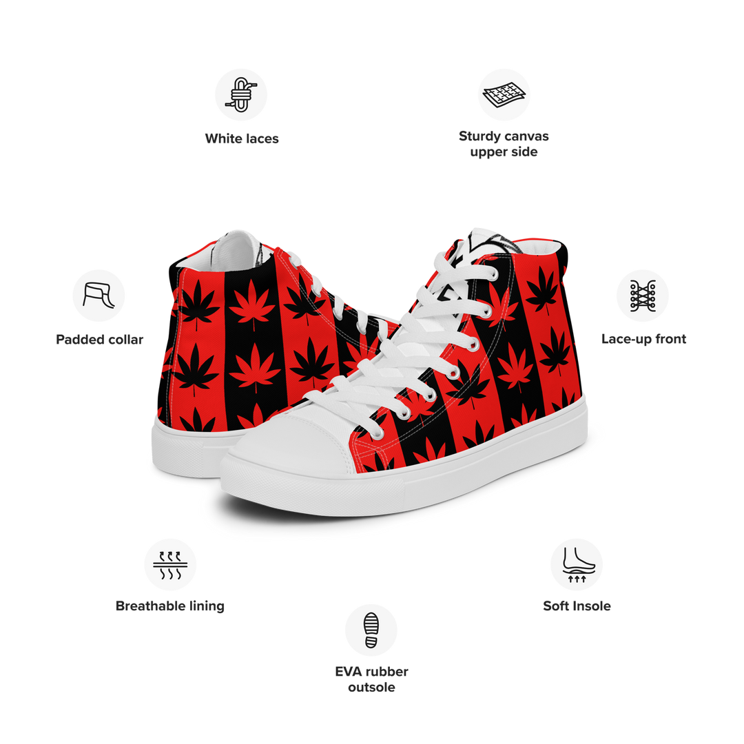 Sneakers alte in tela da uomo CANNABIS ROSSE - Gufetto Brand 