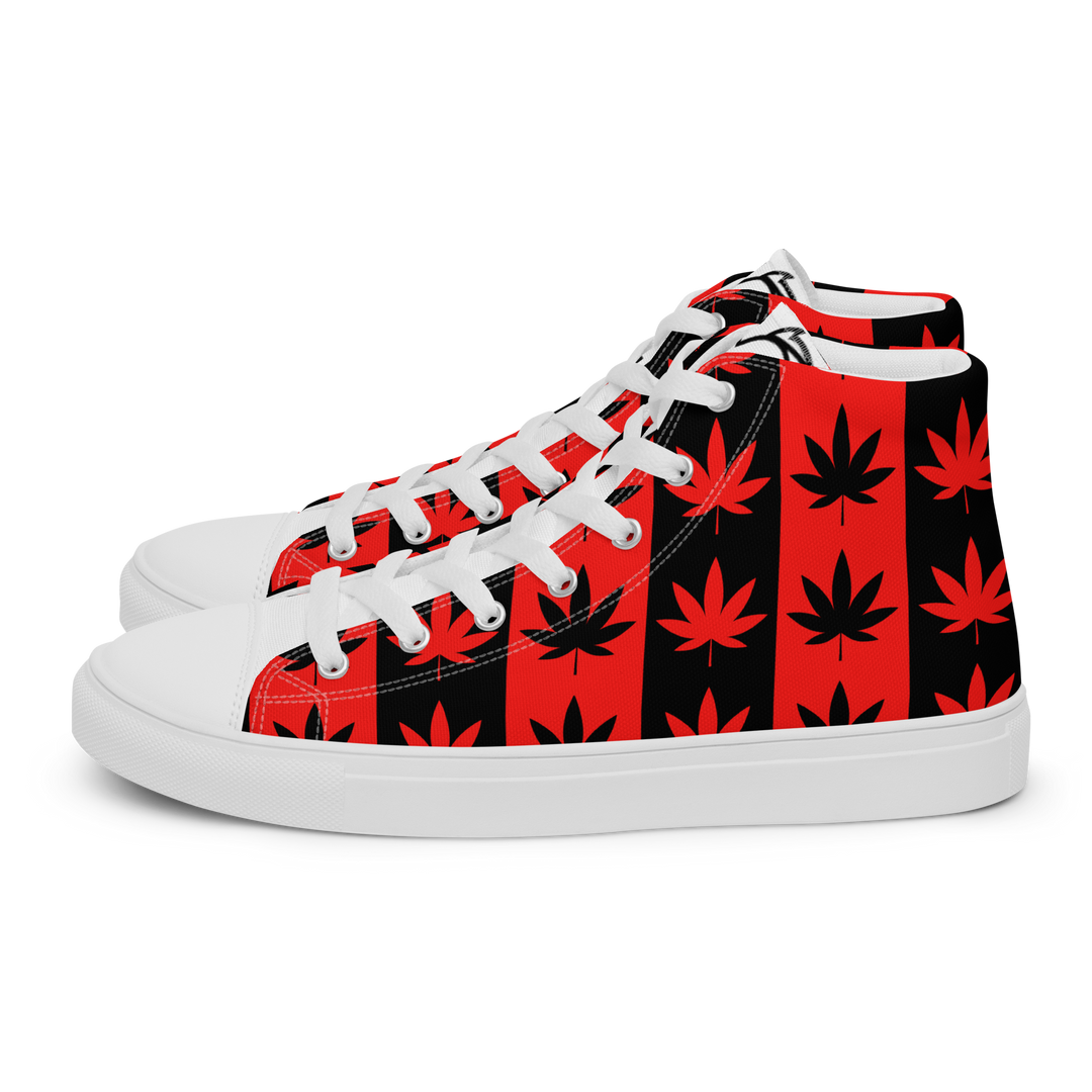 Sneakers alte in tela da uomo CANNABIS ROSSE - Gufetto Brand 